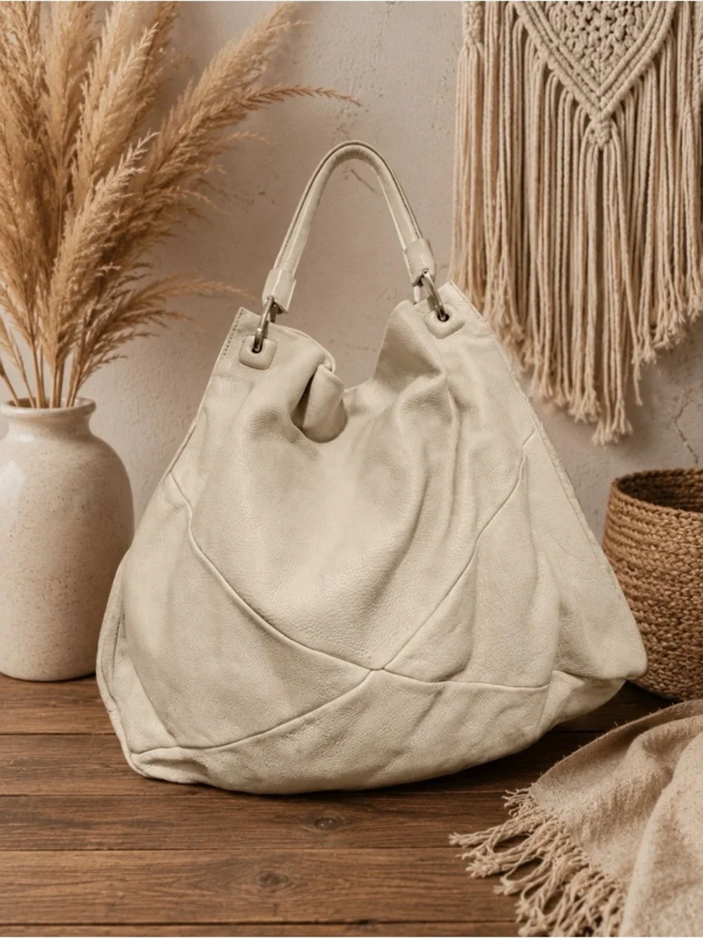 Kenneth Cole Soft Cream Hobo Shoulder Bag